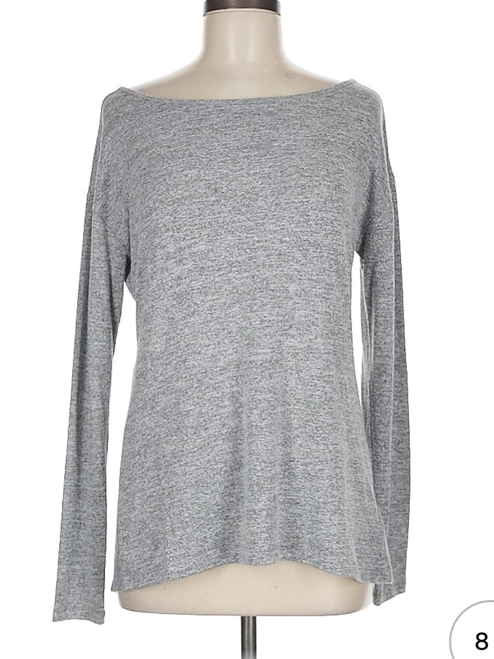GAP Women's Light Grey Boatneck Long-Sleeve Top
